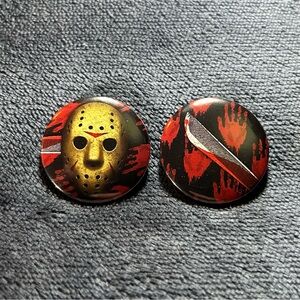 Jason Voorhees and His Machete - 2 Button Set (Handmade)